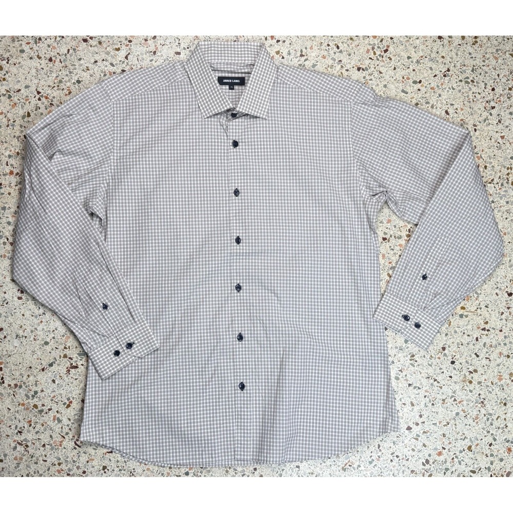 Jared Lang Men's Check Pattern Men's‎ Button Up Long Sleeve Shirt Size XL